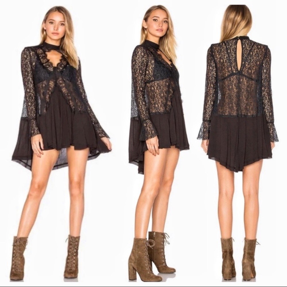 NWT, Free People, black lace dress